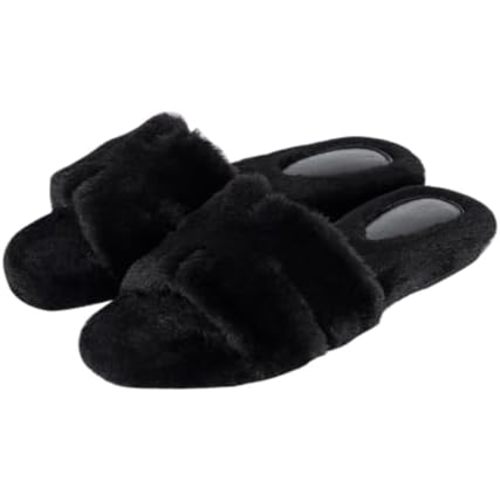 Stratuxx Kaze Womens Fur Slippers Comfy House Slide Sandals Open Toe Memory Foam Indoor Fluffy Slippers for Women