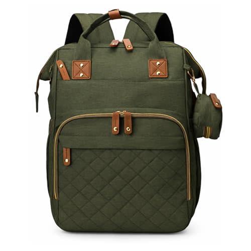houscly 25L Diaper Bag Backpack with Changing Station, Large Capacity | Multifunction baby bag, baby registry search, baby girl newborn essentials must haves, baby shower gifts, Army Green