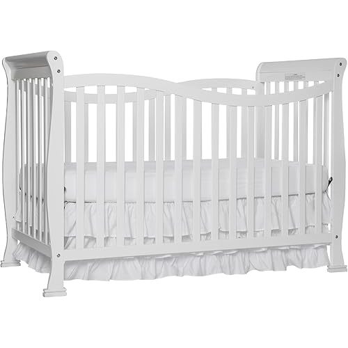 Dream On Me Violet 7-In-1 Convertible Life Style Crib In White, Greenguard Gold Certified, 4 Mattress Height Settings, Made Of Sustainable New Zealand Pinewood