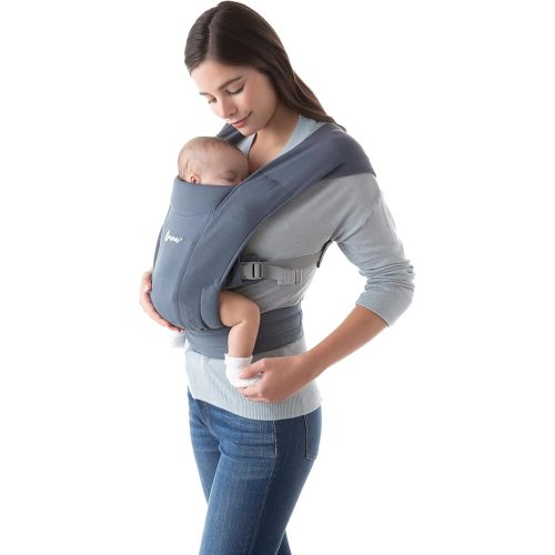 Ergobaby Embrace Cozy Newborn Baby Wrap Carrier (7-25 Pounds), Ponte Knit, Oxford Blue