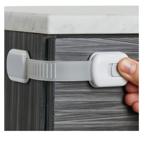 Child Safety Strap Locks (6-Pack) Baby Locks for Cabinets and Drawers, Toilet, Fridge & More. 3M Adhesive Pads. Easy Installation (White/Gray)
