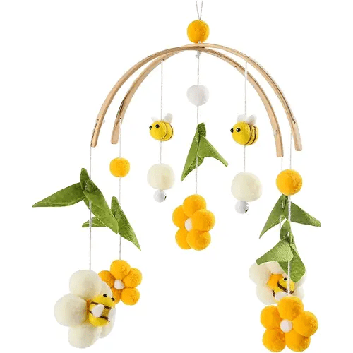 Crib Mobile Baby Mobile for Crib Baby Crib Mobile for Bassinet Bee and Flower Crib Mobile for Girls and Boys Nursery Decor Soothe Toy Baby Shower Gift Nursery Toys for Babies Ages 0 & Older