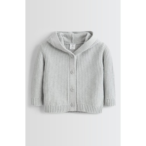 Core Hooded Cotton Cardigan, Newborn