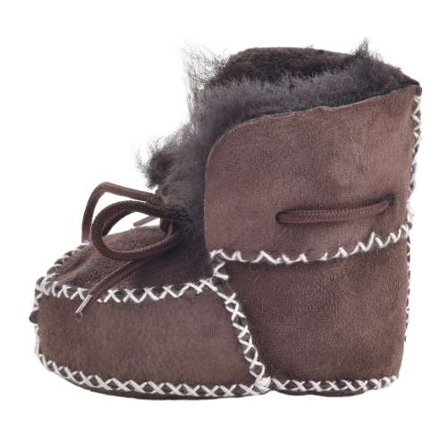 Sheepskin Baby Booties, Shearling Lined Suede, Lace Tie