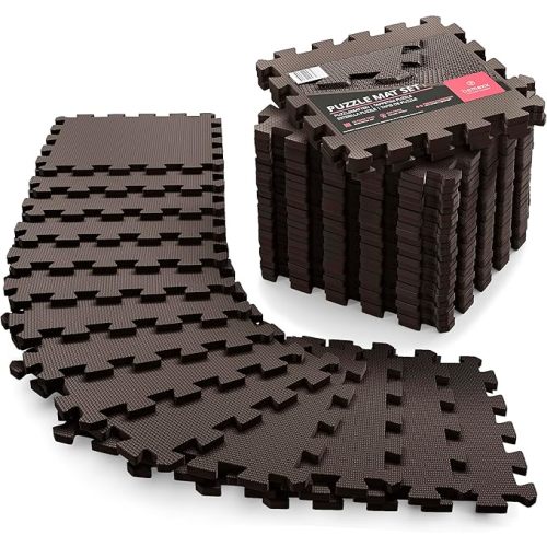 Gym Flooring Set - Interlocking EVA Soft Foam Floor Mat, 18 Pieces Puzzle Rubber Tiles Protective Ground Surface Protection, Play Workout Exercise Mats Underlay Matting Sports Pool Home Fitness Garage