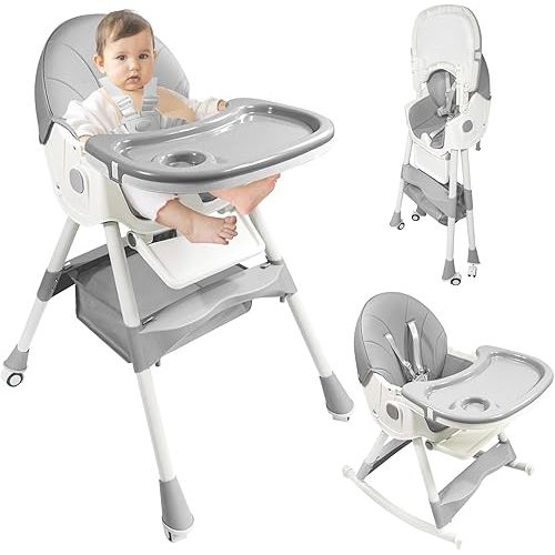 Baby High Chair,HighChairs for Babies and Toddlers with 360 Degree Rotatable Wheels,6 in 1/3 in 1 Foldable and Portable,Children's Highchair,Suitable for Babies of All Ages to Grow Up