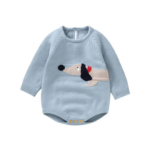 Newborn Dog Design Knitted Bodysuit Romper – August + Willow