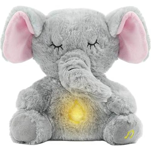 Breathing Elephant, Breathing Stuffed Animal, Rhythmic Breathing Motion with Music Lights & Breathing Motion for Newborns 0+ Months, Perfect for Relieving Baby Quiet, Gray
