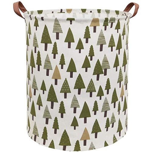 Large Storage Bins,Canvas Fabric Laundry Basket Collapsible Storage Baskets for Home,Office,Toy Organizer,Home Decor (Tree)