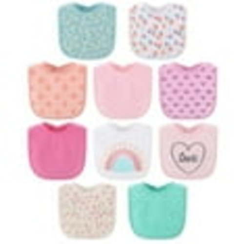 The Peanutshell Sweet Girl Terry Baby Bib 10 Pack Set, Feeding, Teething, Drooling