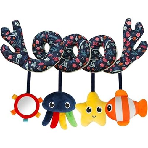 Spiral Car Seat & Stroller Activity Toy,Car Seat Toys for Babies 0-6 Months Boy,Baby Spiral Hanging Plush Activity Toys Thank You Gifts for Newborn 0 3 6 9 12 Months Baby Boys Girls