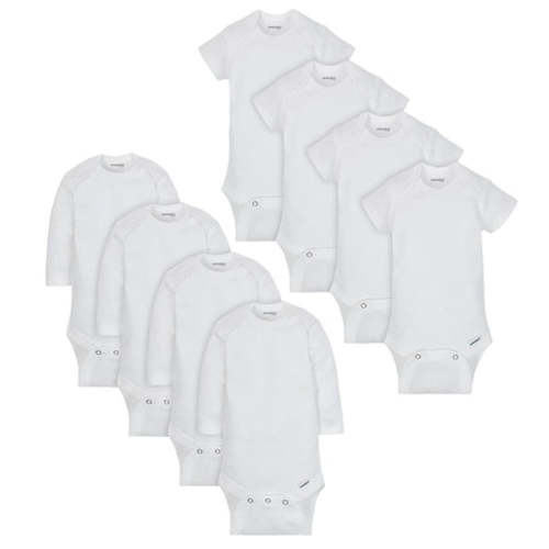 8-Pack Baby Neutral White Long and Short Sleeve Onesies® Brand Bodysuits