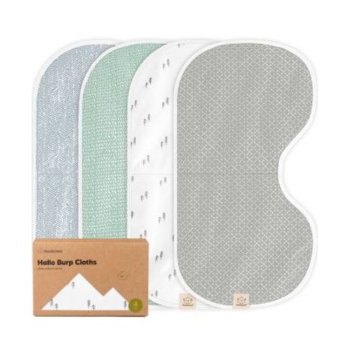 Kids 4pk Hallo Baby Burp Cloths, Organic Cotton Burp Cloth for Girls, Boys, Soft & Absorbent Burping Cloths