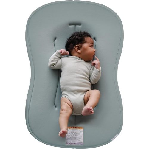 Snuggle Me® Baby Lounger Curve (0-6 Months) - Premium Organic Cotton with Foam Core, Machine-Washable Cover, Buttery-Soft & Breathable Infant Lounger with Travel Bag - Slate