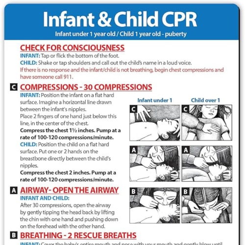 Infant and Child CPR Fridge Magnet — Emergency First Aid — 5" x 7" — by Safety Magnets