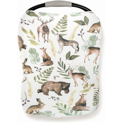 Pobi Baby Premium Multi-Use Cover - Nursing Cover, Baby Car Seat Covers, Shopping Cart, High Chair, and Breastfeeding Cover - Ultra-Soft, Stretchy, Woodland Scarf for Baby and Mom (Wildlife Animal)