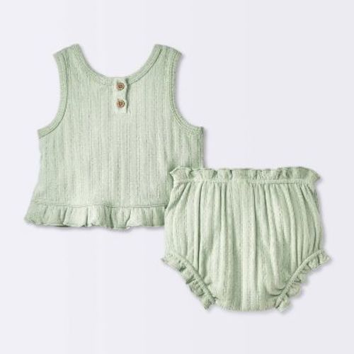 Baby Girls' Pointelle Knit Tank Top & Bloomer Set - Cloud Island™ Green 18m