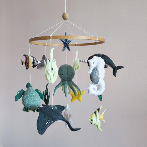 Ocean Baby Mobile, Whale Nursery Decor, Sea Creatures Baby Shower Gift