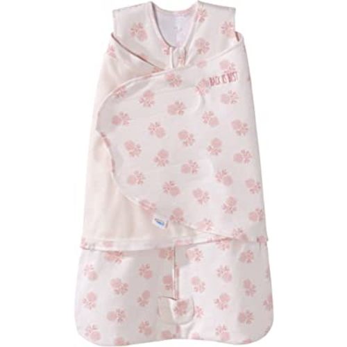 HALO 100% Cotton Sleepsack Swaddle, 3-Way Adjustable Wearable Blanket, TOG 1.5, Watercolor Rose Toss Blush, Newborn, 0-3 Months