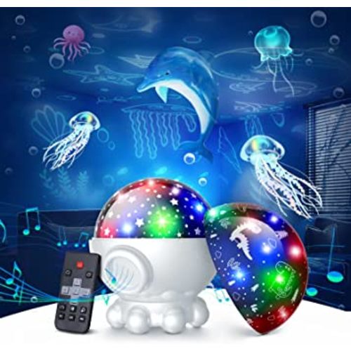 Night Light Projector,Ocean Star Night Light for Kids Room,Dinosaur Toys with 360° Rotation,Remote and Timer,3 Projection Films,17 Light Modes,9 Lullaby Songs,Birthday Christmas Gifts Kids Toys