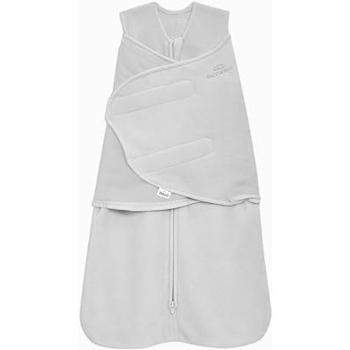 HALO Micro Fleece Sleepsack Swaddle, 3-Way Adjustable Wearable Blanket, TOG 3.0, Grey, Newborn, 0-3 Months