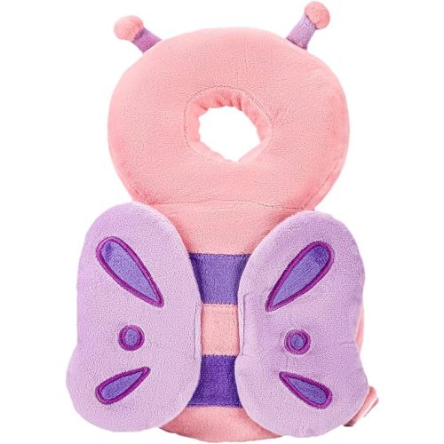 Baby Head Protection Backpack - Soft & Comfortable, Cute Cartoon Design, Pink Butterfly