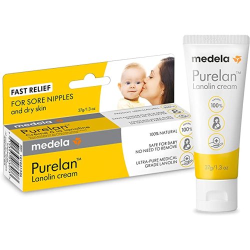 Medela Purelan Lanolin Nipple Cream for Breastfeeding, 100% All Natural Single Ingredient, Hypoallergenic, Soothing Protection, Safe for Nursing Mom and Baby, 1.3 Ounce Tube