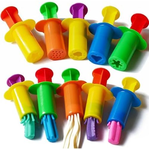 Assorted Designs Dough Extruders Set - Set of 10 - Assorted Colors
