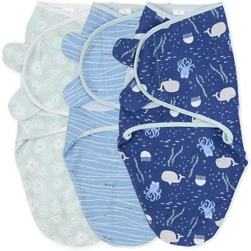 The Peanutshell Baby Swaddle Set for Boys or Girls - Unisex 3 Pack - Nautical Theme (Small/Medium - 0-3 Months)