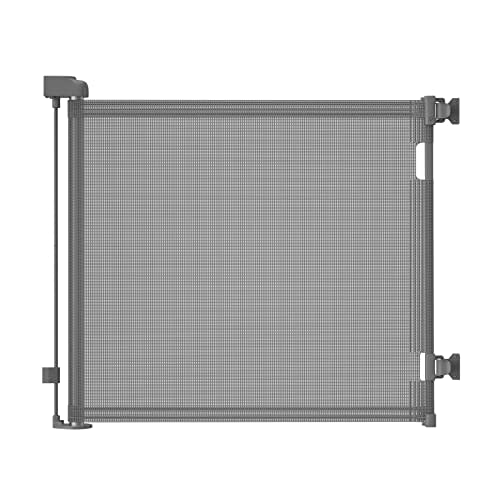 dearlomum Retractable Baby Gate,Mesh Baby Gate or Mesh Dog Gate,33" Tall,Extends up to 71" Wide,Child Safety Gate for Doorways,Stairs,Hallways,Indoor/Outdoor(Grey,33"x71")