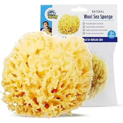 Baby Buddy Natural Wool Sea Sponge, Newborn Bath Time Essential, Ultra Soft for Delicate Skin, Hypoallergenic and Biodegradable, 1 Pack