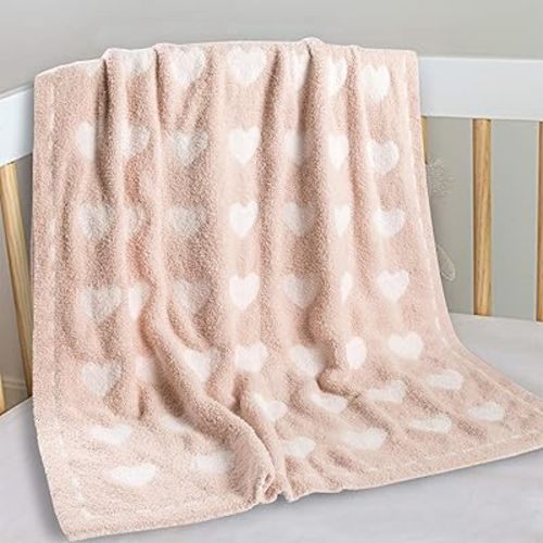 Kid Nation Super Soft Baby Blanket with Heart Light Pink 30 x 40 inch