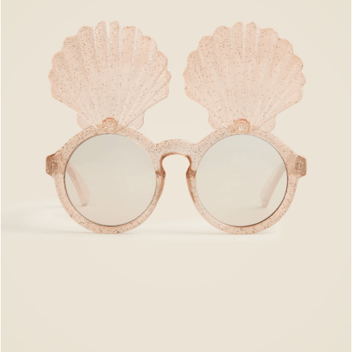 Kids' seashell flip sunglasses, Rose Gold Glitter