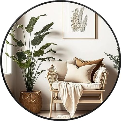Fabuday Black Circle Mirror for Wall 20 inch - Round Mirrors for Bathroom, Entryway, Living Room, Hallway, Bedroom Decor, Small Matte Framed