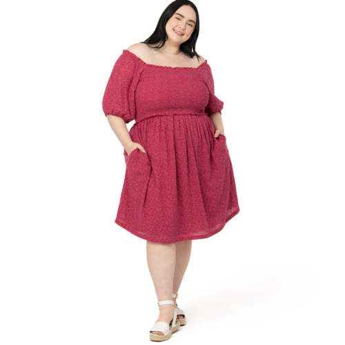 Madeline Smocked Nursing & Maternity Dress | Raspberry - Small