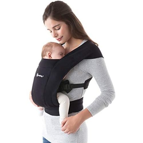 Ergobaby Embrace Cozy Newborn Baby Wrap Carrier (7-25 Pounds), Pure Black