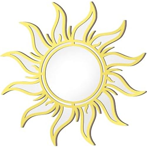 Gold Sun Wall Mirror, Small Circle Mirrors 12'' Sun Mirror Boho Decorative Hanging Wall Art for Bedroom Living Room Entryway