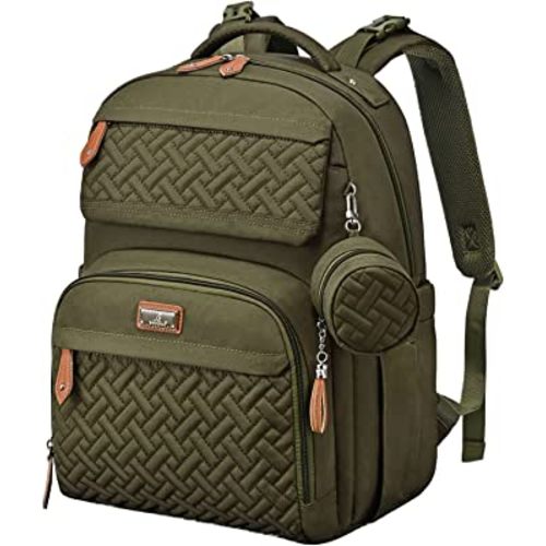 BabbleRoo Diaper Bag Backpack, Travel Backpack with Changing Pad, Pacifier Case & Stroller Straps, Multifunction, Waterproof, Unisex – Army Green