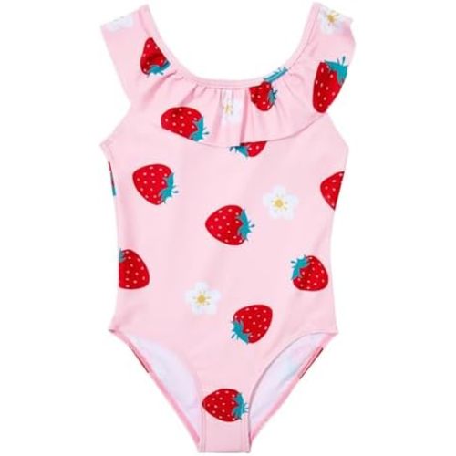 Durio Girls Toddler Cute One Piece Swimsuits Bathing Suit Little Kids Swimwear Quick Dry Ruffle Floral Pattern 2-11 Years
