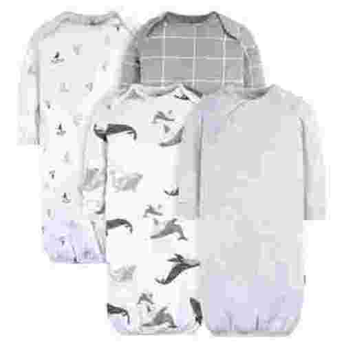 Gerber Baby Neutral Lap Shoulder Gowns, 4-Pack, Preemie-0/6 Months