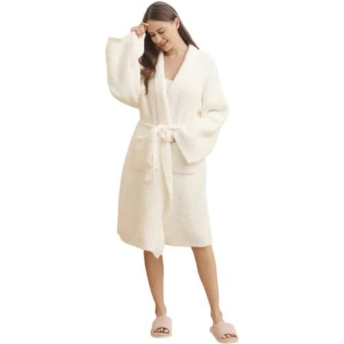 bearberry Hooded Robe Cozy Leopard Robe Lightweight Soft Plush Bathrobe with Pockets for Women