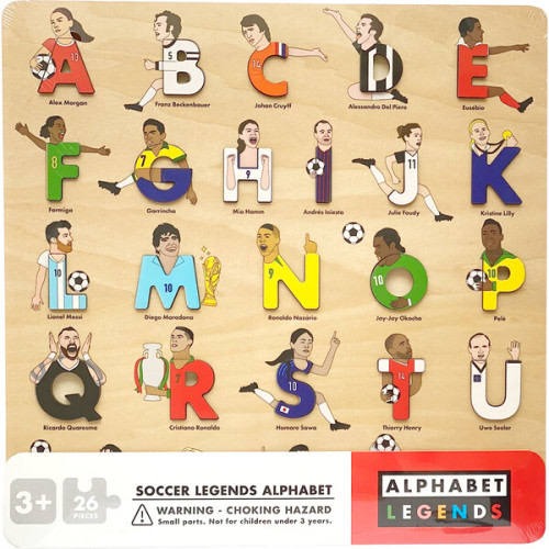 Soccer Legends Wooden Alphabet Puzzle - Alphabet Legends Puzzles | Maisonette