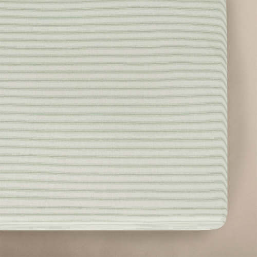 Oilo Fable Crib Sheet- Stripe Sea Moss Organic Jersey