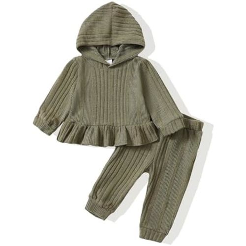 Renotemy Newborn Infant Baby Girl Clothes Outfits Fall Winter Long Sleeve Sweatshirts Pants Cute Baby Girl Outfits Set