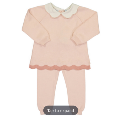 Scalloped Contrast Trim Knit Set | Feltman Brothers