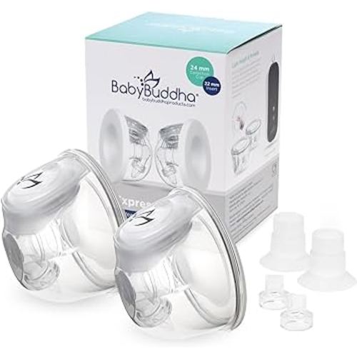 BabyBuddha Hands Free Milk Collection Cups for Breast Pump, 8 Fl Oz Each, Wearable Breastmilk Containers, Compatible with BabyBuddha Pump, Spill Resistant Design, Small Flange 22 to 24mm, 2 Pack