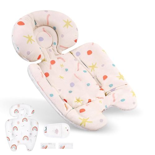 Mamaroo Infant Insert Compatible with 4moms Mamaroo & RockaRoo Swing, Mamaroo Newborn Insert with Enlarged Head & Body Support Cushion, Reversible Design, Breathable Soft Fabric with Rainbow