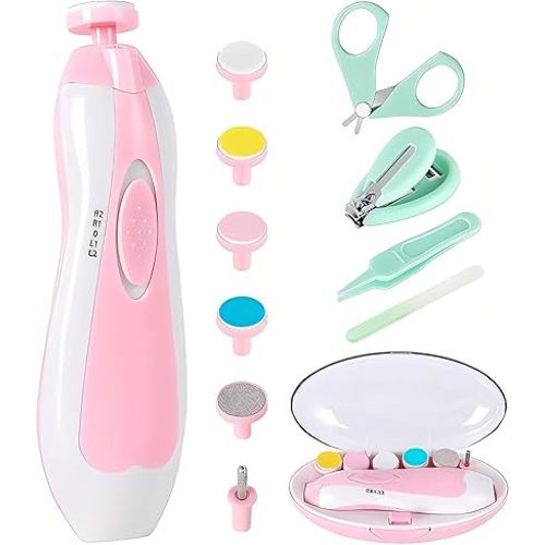 Baby Nail Trimmer Electric-12 in 1 Baby Nail Clippers Safe Baby Nail File Kit with a Nail Clipper, Scissor, Tweezers, and Nail Files