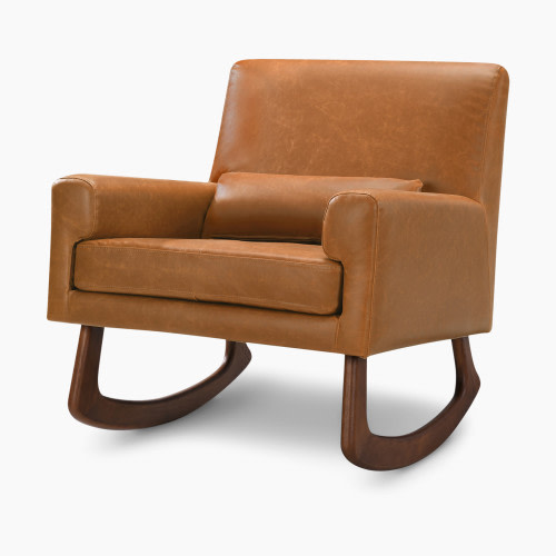 Nursery Works Sleepytime Rocker - Pu Tan Leather/Walnut Legs