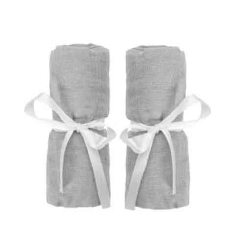 Newton Baby Fitted Sheets for Travel Crib & Play Yard Floor Pad (2-Pack) - Ultra-Breathable, Washable and Ultra-Soft, 100% Muslin Cotton, 34" x 48", Grey